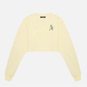 Bananas Monkey women’s homies cropped‎ crew sweater yellow size L/XL